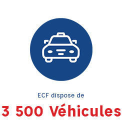 Visuel d'une voiture indiquant qu'ECF dispode de 3 500 véhicules